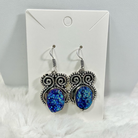 Titanium Druzy 925 Pendant & Earrings Set - Picture 8 of 15